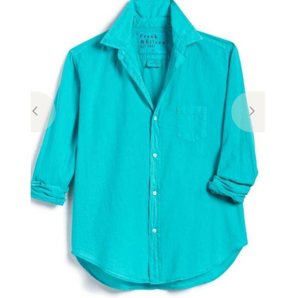 Frank & EiIeen | Eileen Relaxed Button-Up Shirt in peacock blue sz Small